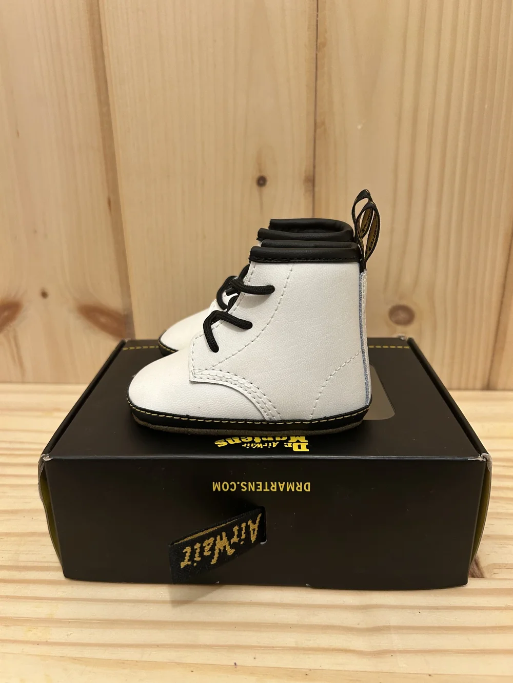 Dr. Martens 1460 Auburn Leather Booties Newborn Size 2 White/Black NEW